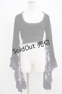 Qutie Frash / メッシュ着物袖トップス  黒×紫 H-25-12-03-067-QU-TO-KB-ZH
