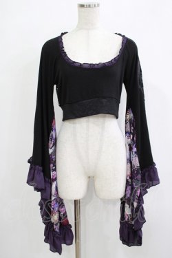 画像1: Qutie Frash / メッシュ着物袖トップス  黒×紫 H-25-12-03-067-QU-TO-KB-ZH
