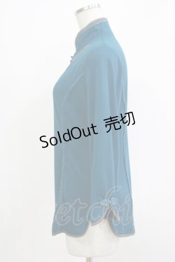 画像2: Ozz oneste / 刺繍チャイナボタントップス  グリーン H-25-12-03-068-OO-TO-KB-ZH