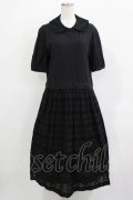 Jane Marple / ヴィンテージストライプレースコラボレーションドレス  ブラック×ブラック H-25-12-03-009-JM-OP-KB-ZH