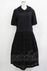Jane Marple / ヴィンテージストライプレースコラボレーションドレス  ブラック×ブラック H-25-12-03-009-JM-OP-KB-ZT1208H