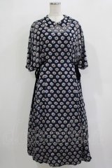 Jane Marple Dans Le Salon / Pieces of Flowersラウンドカラードレス  ネイビー H-25-12-03-012-JM-OP-KB-ZT1208H