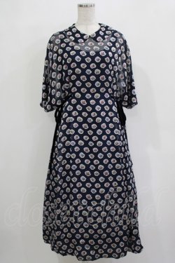 画像1: Jane Marple Dans Le Salon / Pieces of Flowersラウンドカラードレス  ネイビー H-25-12-03-012-JM-OP-KB-ZH