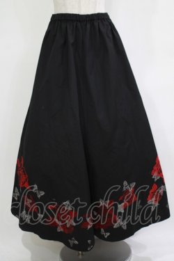 画像1: h.NAOTO / 裾プリントロングスカート  黒 H-25-12-03-017-HN-SK-KB-ZH