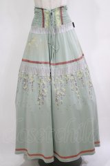 Ozz oneste / 枝垂れ桜切替ロングスカート  ミント H-25-12-03-018-OO-SK-KB-ZH