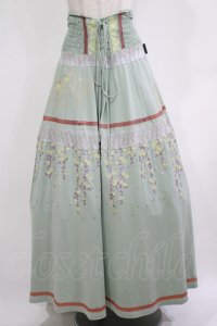 Ozz oneste / 枝垂れ桜切替ロングスカート  ミント H-25-12-03-018-OO-SK-KB-ZH