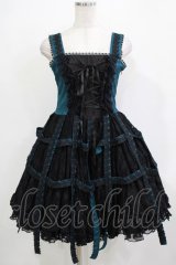 h.NAOTO / Deep Green Rose Bird Cage Dress  ブラック×グリーン H-25-12-03-020-HN-OP-KB-ZH