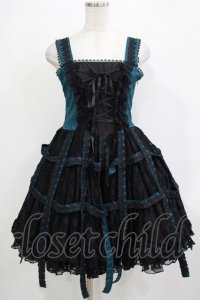 h.NAOTO / Deep Green Rose Bird Cage Dress  ブラック×グリーン H-25-12-03-020-HN-OP-KB-ZH