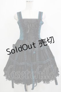 h.NAOTO / Deep Green Rose Bird Cage Dress ブラック×グリーン H-25