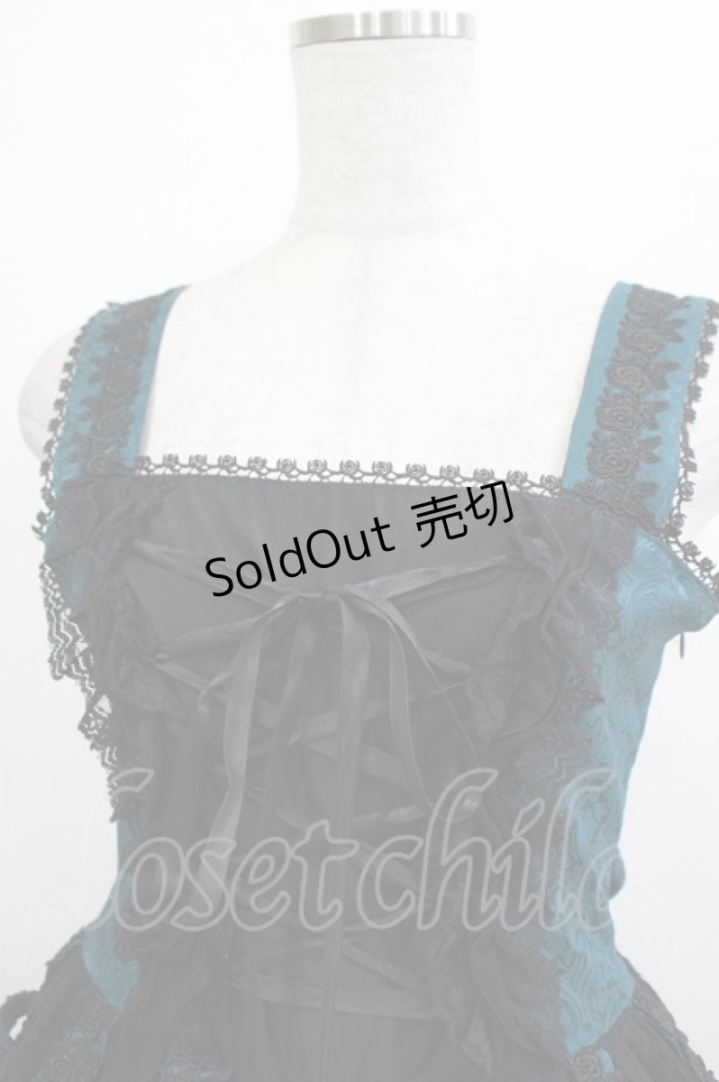 画像4: h.NAOTO / Deep Green Rose Bird Cage Dress  ブラック×グリーン H-25-12-03-020-HN-OP-KB-ZH (4)