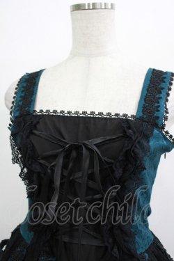 画像4: h.NAOTO / Deep Green Rose Bird Cage Dress  ブラック×グリーン H-25-12-03-020-HN-OP-KB-ZH