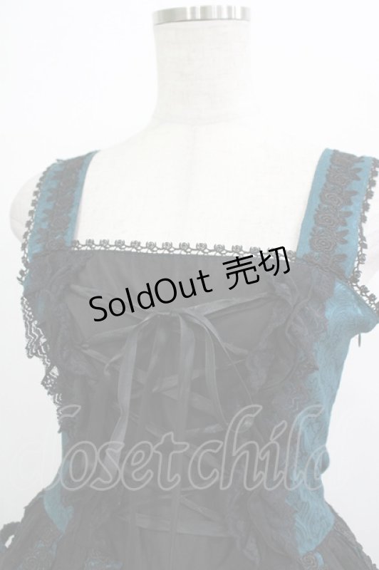 画像4: h.NAOTO / Deep Green Rose Bird Cage Dress  ブラック×グリーン H-25-12-03-020-HN-OP-KB-ZH (4)