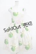 Emily Temple cute / Apple Stampノースリーブワンピース  グリーンアップル H-25-12-03-022-ET-OP-KB-ZT100
