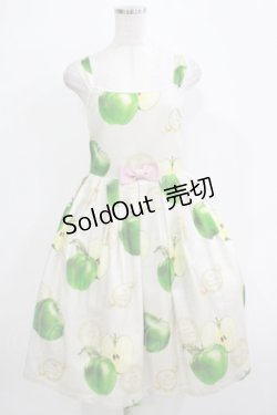 画像1: Emily Temple cute / Apple Stampノースリーブワンピース  グリーンアップル H-25-12-03-022-ET-OP-KB-ZT100