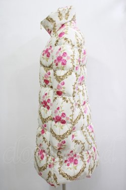 画像2: JESUS DIAMANTE / ベルサイユダウンコート 38 新オーナメント柄ローズローズオフ白 H-25-12-04-031-JE-CO-NS-ZH