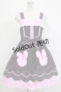 Angelic Pretty / うさぎちゃんポッケジャンパースカート Free ブラック/ピンク H-25-12-04-004-AP-OP-NS-ZH