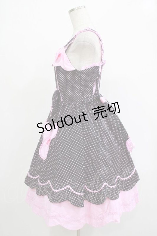 画像2: Angelic Pretty / うさぎちゃんポッケジャンパースカート Free ブラック/ピンク H-25-12-04-004-AP-OP-NS-ZH (2)