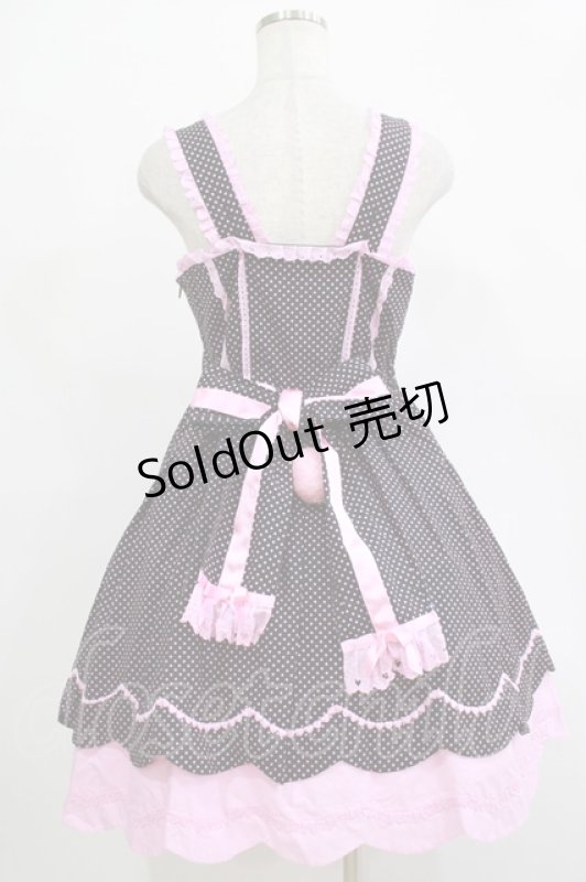 画像3: Angelic Pretty / うさぎちゃんポッケジャンパースカート Free ブラック/ピンク H-25-12-04-004-AP-OP-NS-ZH (3)