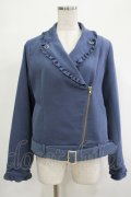 axes femme POETIQUE / フリルライダースジャケット M ブルー H-25-12-04-041-AX-JA-NS-ZH