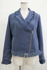 axes femme POETIQUE / フリルライダースジャケット M ブルー H-25-12-04-041-AX-JA-NS-ZH