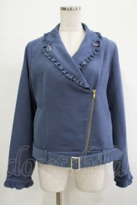 axes femme POETIQUE / フリルライダースジャケット M ブルー H-25-12-04-041-AX-JA-NS-ZH