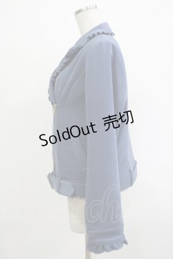 画像2: axes femme POETIQUE / フリルライダースジャケット M ブルー H-25-12-04-041-AX-JA-NS-ZH