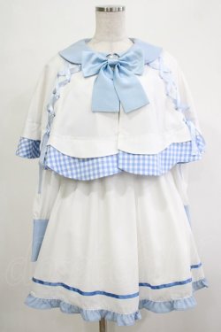 画像1: Jamie エーエヌケー / スピンドルワンピース+スカラップりぼんケープ M ホワイト/サックス H-25-12-04-042-LO-OP-NS-ZH