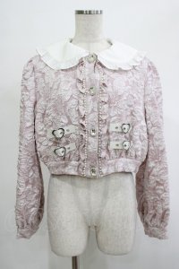 Ank Rouge / ジャガードハートベルトブルゾン M ピンク H-25-12-04-043-CA-BL-NS-ZH