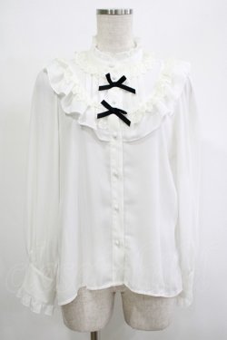 画像1: axes femme kawaii / クラシカルドールブラウス M オフ/ブラック H-25-12-04-049-AX-BL-NS-ZH