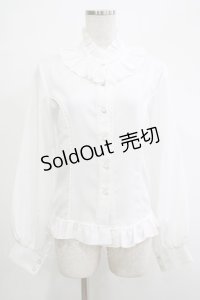 梦焚世（海外ロリータブランド） / フリルブラウス M ホワイト H-25-12-04-050-PU-BL-NS-ZH