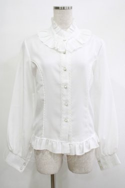 画像1: 梦焚世（海外ロリータブランド） / フリルブラウス M ホワイト H-25-12-04-050-PU-BL-NS-ZH