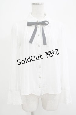 画像1: Blue rouge / リボンブラウス Free オフ/ネイビー H-25-12-04-051-CA-BL-NS-ZH