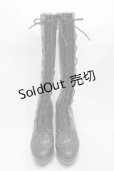 ALICE and the PIRATES / A/Pレースアップロングブーツ L/約24cm〜24.5cm ブラック H-25-12-04-1001-PA-SH-NS-ZH