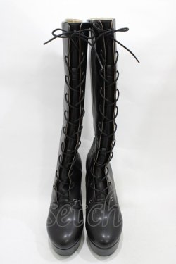 画像1: ALICE and the PIRATES / A/Pレースアップロングブーツ L/約24cm〜24.5cm ブラック H-25-12-04-1001-PA-SH-NS-ZH