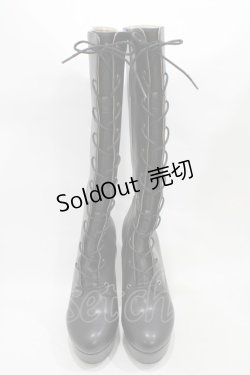 画像1: ALICE and the PIRATES / A/Pレースアップロングブーツ L/約24cm〜24.5cm ブラック H-25-12-04-1001-PA-SH-NS-ZH