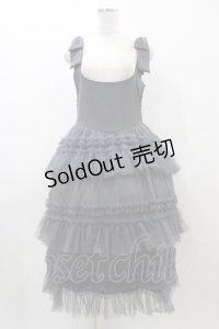 FLC / チュールワンピース M グレー H-25-12-04-1046-0-OP-NS-ZH