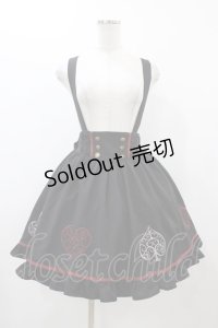 Amavel / トランプ刺繍サス付スカート Free ブラック H-25-12-04-1048-CA-SK-NS-ZH