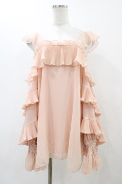 画像1: Bon21Hiz / オフショルシフォントップス L ピンク H-25-12-04-1061-0-TO-NS-ZH