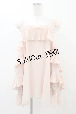 画像1: Bon21Hiz / オフショルシフォントップス L ピンク H-25-12-04-1061-0-TO-NS-ZH