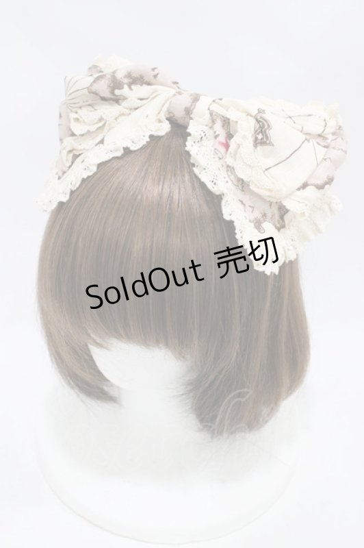 画像1: ALICE and the PIRATES / Treasure hunt in the mystic island柄リボンカチューシャ  アンティーク(Ivory×Ivory lace) H-25-12-04-1007-PA-AC-NS-ZH (1)