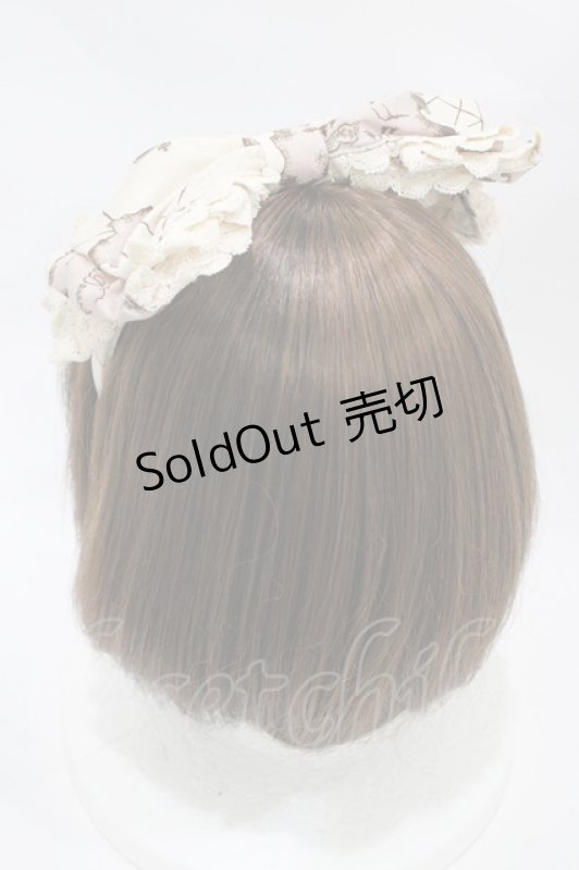 画像2: ALICE and the PIRATES / Treasure hunt in the mystic island柄リボンカチューシャ  アンティーク(Ivory×Ivory lace) H-25-12-04-1007-PA-AC-NS-ZH (2)