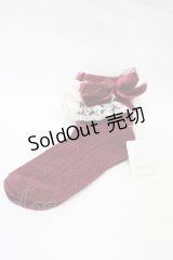LIZ LISA / ベロアリボンクルー丈ソックス  ボルドー H-25-12-04-1014-LO-ZA-NS-ZH
