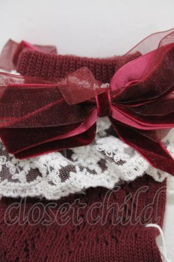 画像2: LIZ LISA / ベロアリボンクルー丈ソックス  ボルドー H-25-12-04-1014-LO-ZA-NS-ZH