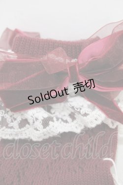 画像2: LIZ LISA / ベロアリボンクルー丈ソックス  ボルドー H-25-12-04-1014-LO-ZA-NS-ZH