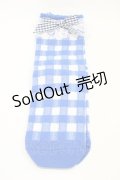 Angelic Pretty / Lovelyギンガムクルー丈ソックス  ブルー H-25-12-04-1019-AP-ZA-NS-ZH