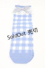 Angelic Pretty / Lovelyギンガムクルー丈ソックス  ブルー H-25-12-04-1019-AP-ZA-NS-ZH