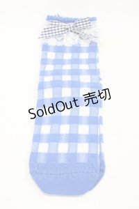 Angelic Pretty / Lovelyギンガムクルー丈ソックス  ブルー H-25-12-04-1019-AP-ZA-NS-ZH