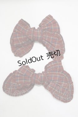 画像1: PINK HOUSE / チェックリボンブローチ  ボルドー H-25-12-04-073-LO-AC-NS-ZH