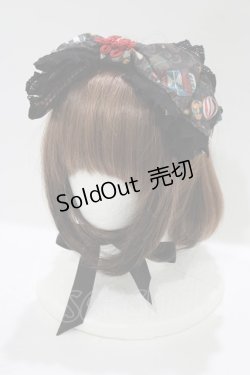 画像1: ALICE and the PIRATES / Marionette Chris柄リボンヘッドドレス  ブラック H-25-12-04-076-PA-AC-NS-ZH