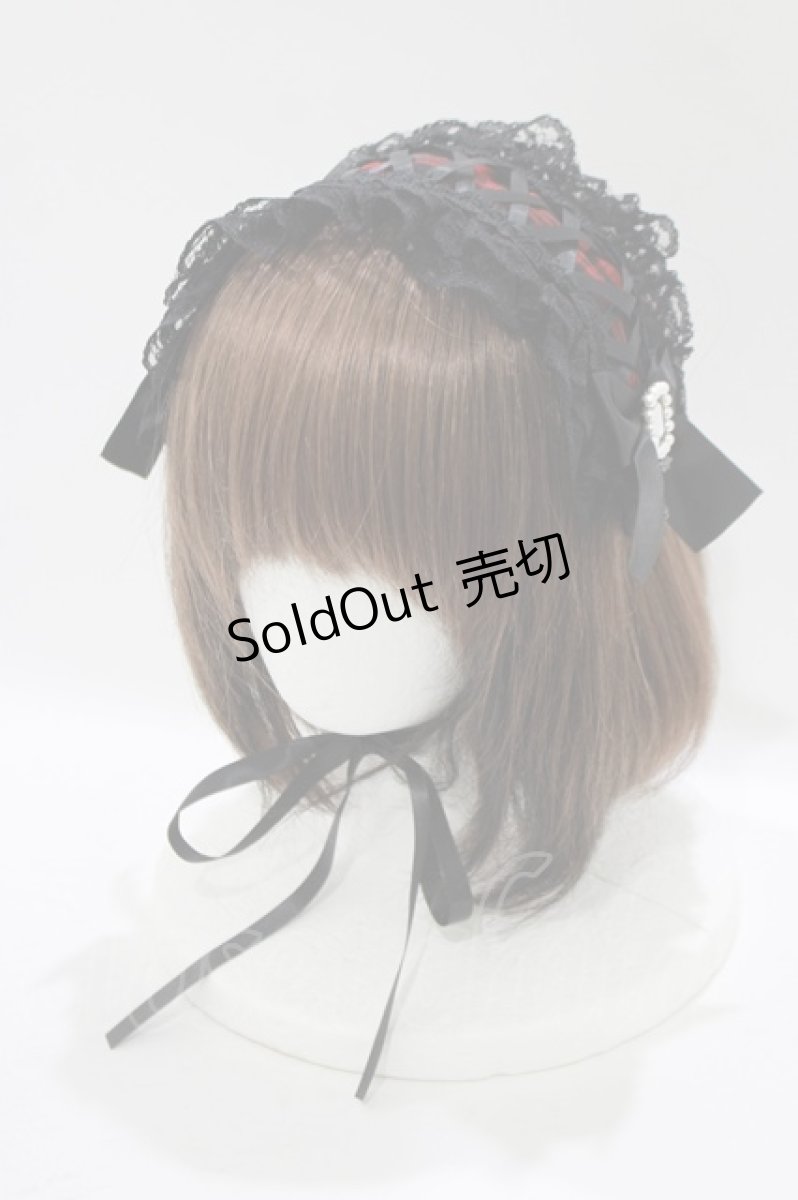 画像1: NOEMIE / ローズレースゴシックヘッドドレス  ブラック/レッド H-25-12-04-082-LO-AC-NS-ZH (1)